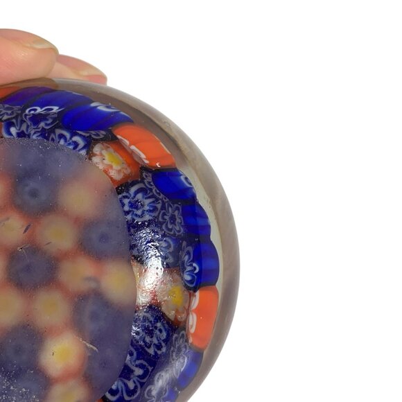 VTG Hand-crafted By Silvestri Millefiori Art Glass Paperweight FLAW 3" Diameter - Picture 9 of 9